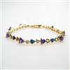 Silver Bracelet (Gold Plated) with Inlay Created Opal & Tanzanite CZ