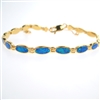 Silver Bracelet (Gold Plated) with Inlay Created Opal