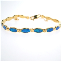 Silver Bracelet (Gold Plated) with Inlay Created Opal
