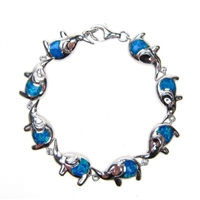 Sterling Silver Bracelet with Inlay Created Opal