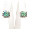 Silver Earrings with Inlay Created Opal