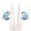 Silver Earrings with Inlay Created Opal and White CZ