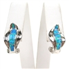 Silver Earrings with Inlay Created Opal