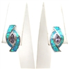 Silver Earrings with Inlay Created Opal and Amethyst CZ