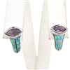 Silver Earrings with Inlay Created Opal and Amethyst CZ