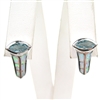 Silver Earrings with Inlay Created Opal and Blue Topaz CZ