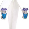 Silver Earring w/ Inlay Created Opal, White & Tanzanite CZ