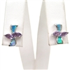 Silver Earrings with Inlay Created Opal and Amethyst CZ