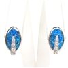 Silver Earrings with Inlay Created Opal and White CZ