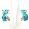 Silver Earrings with Inlay Created Opal and White CZ