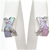 Silver Earrings with Inlay Created Opal and White CZ