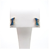 Gold Plated Silver Stud Earrings with Inlay Created Opal and White CZ