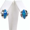 Silver Earring W/ Created Opal+Tanzanite CZ