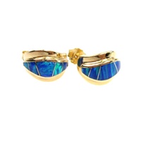 Silver Earring (Gold Plated) w/ Inlay Created Opal