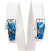 Silver Earrings with Inlay Created Opal and White CZ