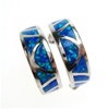 Silver Earrings (Rhodium Plated) w/ Inlay Created Opal