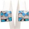 Silver Earrings with Inlay Created Opal and White CZ