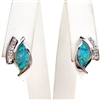 Silver Earrings with Inlay Created Opal and White CZ