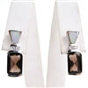 Silver Earrings with Inlay Created Opal, White & Smoky Topaz CZ