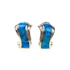 Gold Plated Silver Stud Earrings with Inlay Created Opal