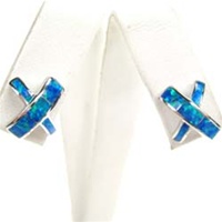 Silver Earring W/ Created Opal