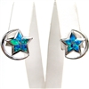 Silver Earrings with Inlay Created Opal