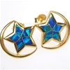Silver Earrings (Gold Plated) w/ Inlay Created Opal