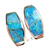 Silver Earrings (Rhodium Plated) w/ Inlay Created Opal