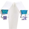 Silver Earring W/ Created Opal+Tanzanite+White CZ