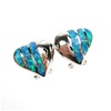 Silver Earrings (Rhodium Plated) w/ Inlay Created Opal