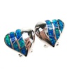 Silver Earrings (Rhodium Plated) w/ Inlay Created Opal