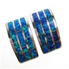 Silver Earrings (Rhodium Plated) w/ Inlay Created Opal