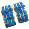 Silver Earring (Gold Plated) W/ Inlay Created Opal