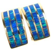 Silver Earring (Gold Plated) W/ Inlay Created Opal