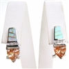 Silver Earrings with Inlay Created Opal & Champagne CZ