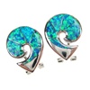 Silver Earrings (Rhodium Plated) w/ Inlay Created Opal