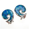 Silver Earrings (Rhodium Plated) w/ Inlay Created Opal