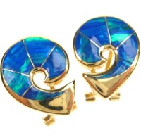 Silver Earring (Gold Plated) W/ Inlay Created Opal