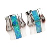 Silver Earrings (Rhodium Plated) w/ Inlay Created Opal