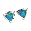 Silver Earrings (Rhodium Plated) w/ Inlay Created Opal