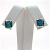 Silver Earrings (Rhodium Plated) w/ Inlay Created Opal