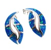 Silver Earrings with Inlay Created Opal