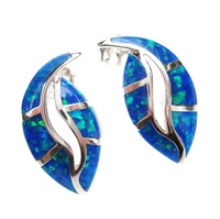 Silver Earrings with Inlay Created Opal