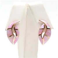 Silver Earring (Rose Gold Plated) with Inlay Created Opal