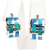 Silver Earrings with Inlay Created Opal