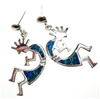 Silver Earrings (Rhodium Plated) w/ Inlay Created Opal