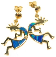 Silver Earring (Gold Plated) W/ Inlay Created Opal