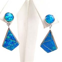 Silver Earring with Created Opal