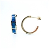 Gold Plated Silver Hoop Earrings with Inlay Created Opal