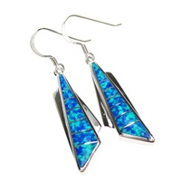 Silver Earrings with Inlay Created Opal